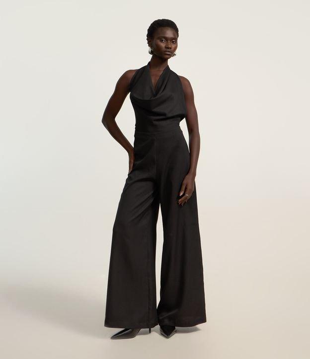 Macacão Pantalona em Crepe com Decote Degage Frente Única - 2