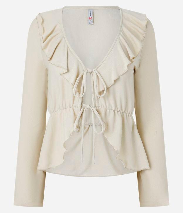 Blusa Texturizada com Babados e Amarração Frontal - 1