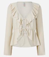 Blusa Texturizada com Babados e Amarração Frontal - 1