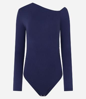 Body em Viscose com Decote Um Ombro Só e Franzidos