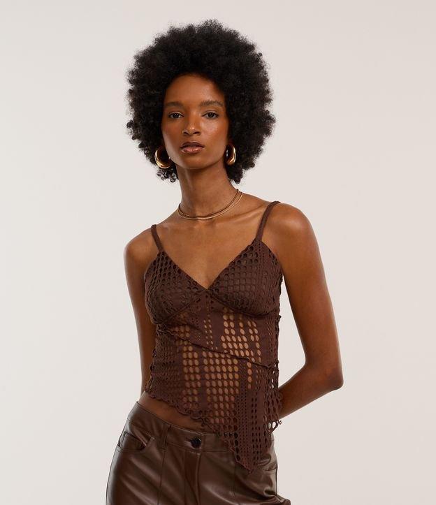 Blusa Texturizada com Alças Finas e Detalhes Vazados - 2