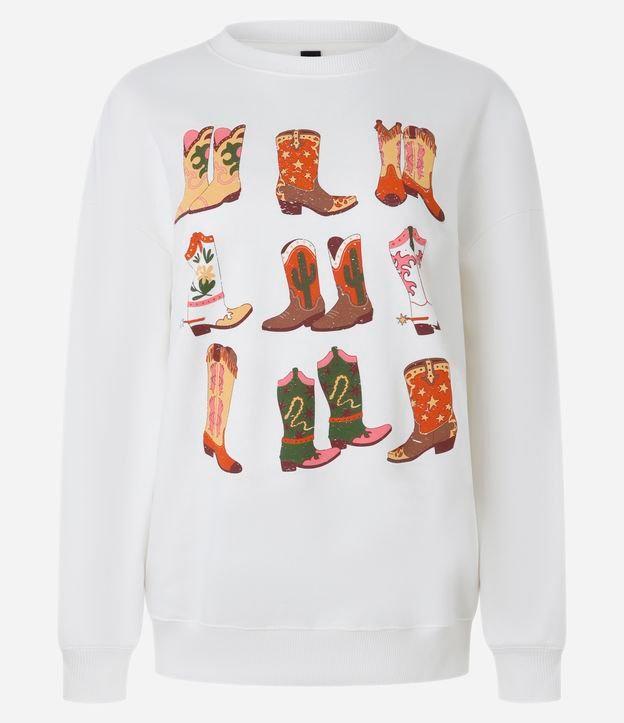 Moletom Over com Forro Fleece e Estampa Botinhas Cowgirls - 1