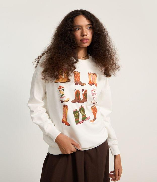 Moletom Over com Forro Fleece e Estampa Botinhas Cowgirls - 2