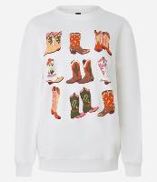 Moletom Over com Forro Fleece e Estampa Botinhas Cowgirls - 1