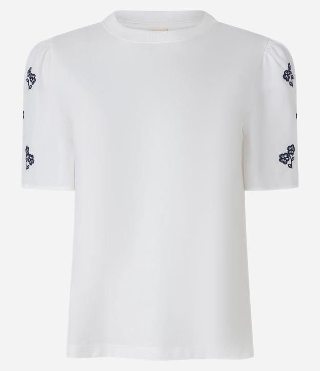 Blusa em Algodão com Bordado Floral na Manga Bufante - 1