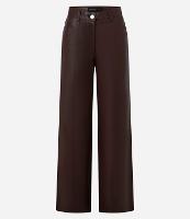 Calça Reta em PU com Fenda e Bolsos - 1