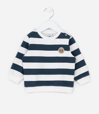 Casaco Infantil em Moletom com Listras - Tam 0 a 18 meses