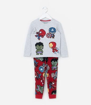 Pijama Infantil com Estampa Mini Heróis Marvel - Tam 2 a 6 Anos
