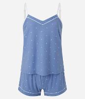 Pijama Short Doll em Peach Touch com Estampa Poá - 1