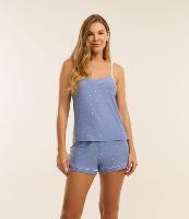 Pijama Short Doll em Peach Touch com Estampa Poá - 2