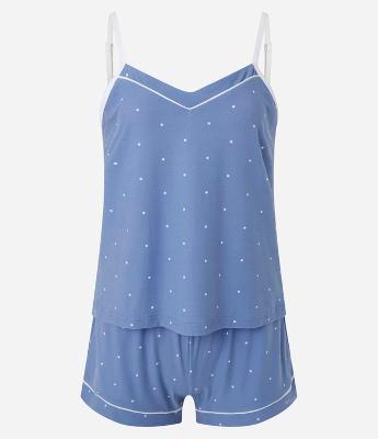 Pijama Short Doll em Peach Touch com Estampa Poá