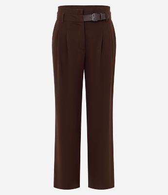 Calça Wide Leg Alfaiatada com Cinto em PU