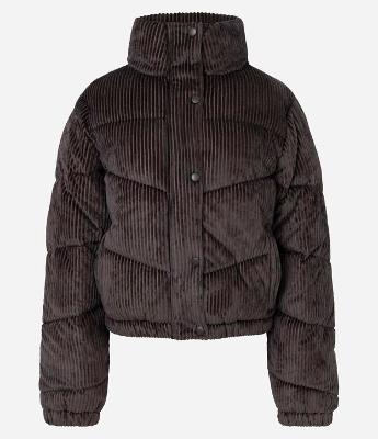 Jaqueat Puffer em Veludo Cotelê com Gola Alta