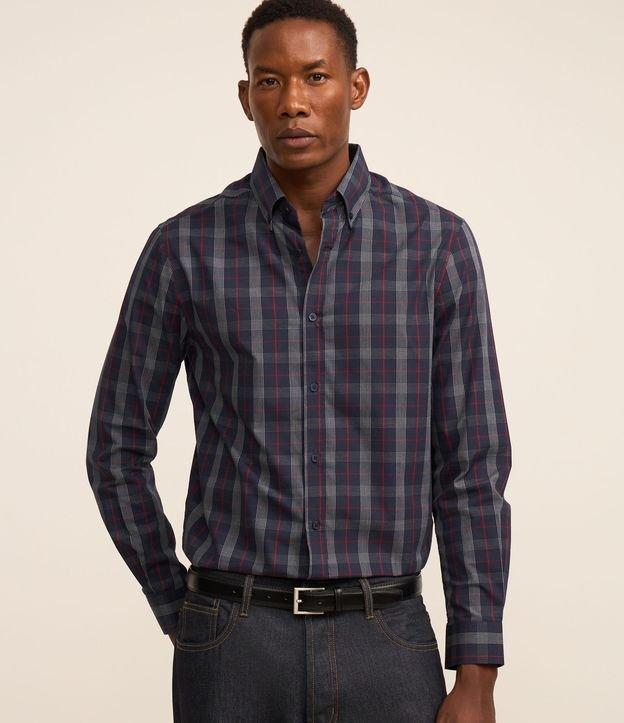 Camisa em Tricoline com Estampa Xadrez - 2