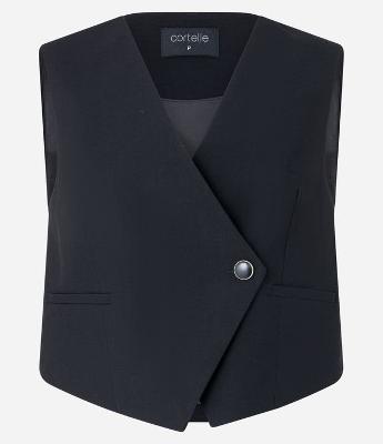 Colete Alfaiatado em Viscose com Decote V Transpassado