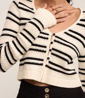 Cardigan Listrado em Tricô com Decote V - 2