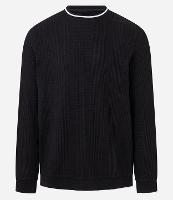 Camiseta Regular com Textura Vertical e Gola Contrastante - 1