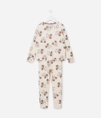 Pijama Infantil Canelado com Estampa do Mickey - Tam 2 a 8 Anos
