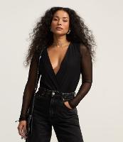 Body em Tule com Decote Transpassado e Transparência nas Mangas - 2