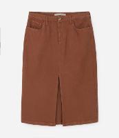 Saia Midi em Sarja Cotelê e Fenda Frontal Curve & Plus Size - 1