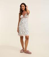 Camisola Alcinha em Poliamida com Detalhes de Renda e Estampa Vaquinha - 1