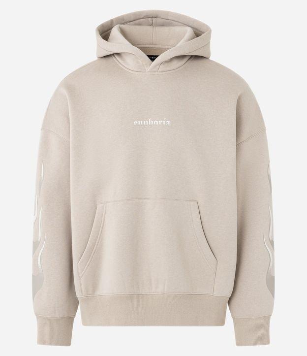 Casaco em Moletom com Estampa de Chamas Lateral - 1