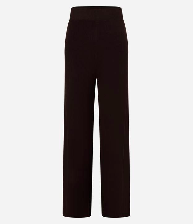 Calça Reta em Tricô com Cós Elástico - 1