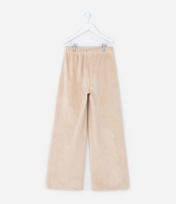 Calça Wide Leg Infantil em Plush - Tam 5 a 14 Anos
