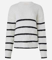 Suéter em Tricô com Cava Deslocada e Listras Horizontais - 1