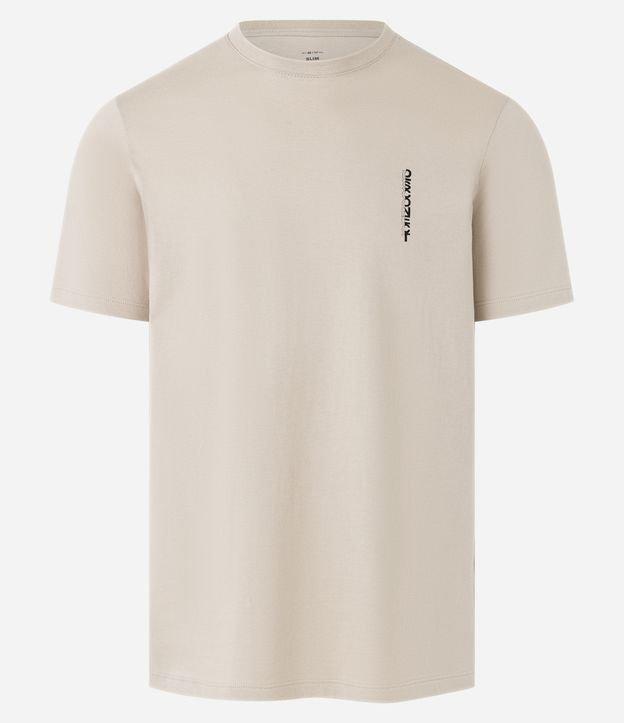Camiseta Slim em Algodão com Estampa Lettering Vertical - 1