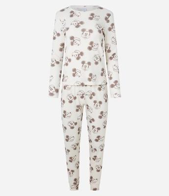 Pijama Longo em Ribana com Estampa Mickey