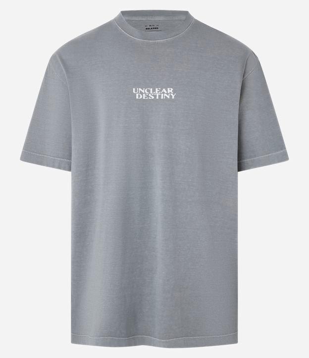 Camiseta Relaxed em Algodão com Estampa Lettering - 1