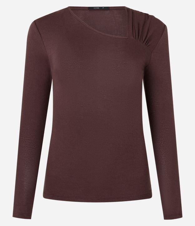 Blusa em Tricô com Franzido no Decote Assimétrico - 1