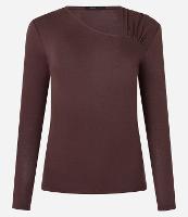 Blusa em Tricô com Franzido no Decote Assimétrico - 1