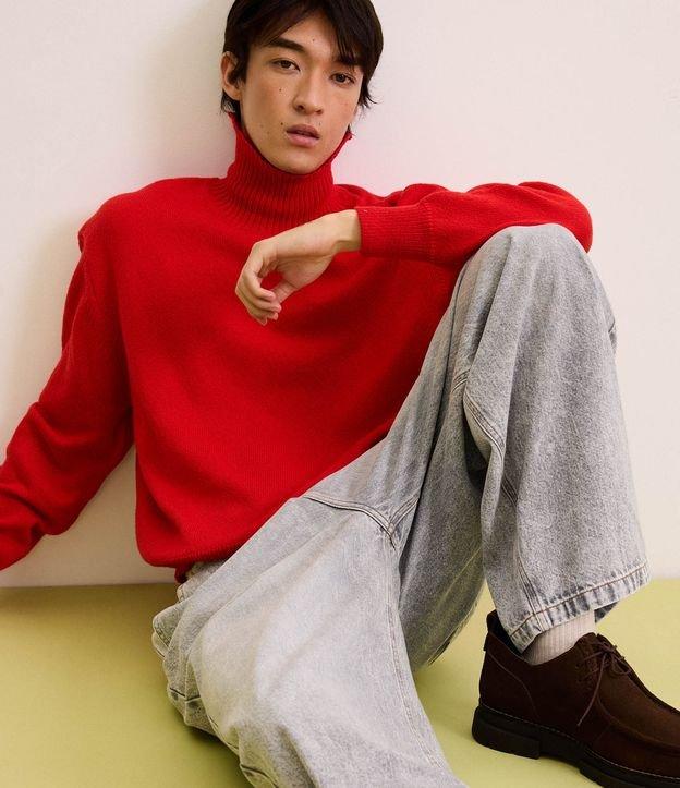 Suéter com Gola Alta e Textura - 1