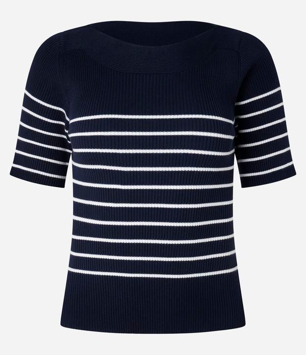 Blusa Listrada em Tricô com Textura Canelada - 1