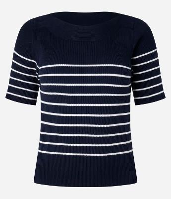 Blusa Listrada em Tricô com Textura Canelada