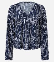 Blusa em Microfibra com Estampa Geométrica e Gola V - 1