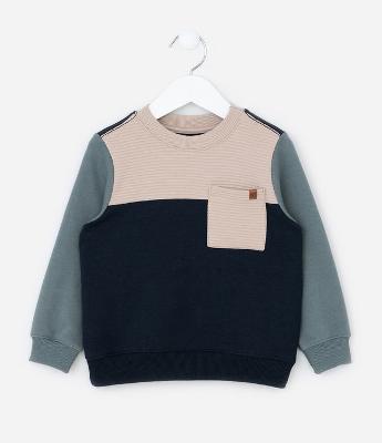 Casaco Infantil com Bolsinho e Recortes Contrastantes - Tam 1 a 6 Anos