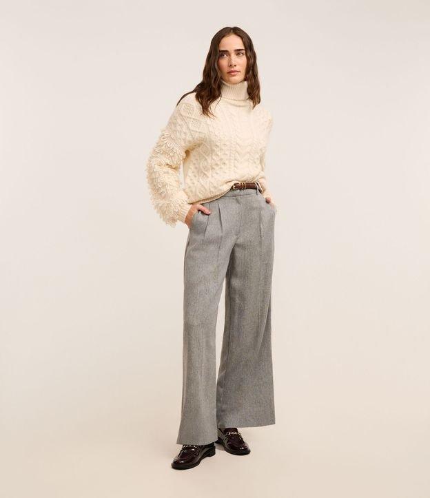 Calça Wide Leg Alfaiatada com Cintura Alça e Pregas - 2
