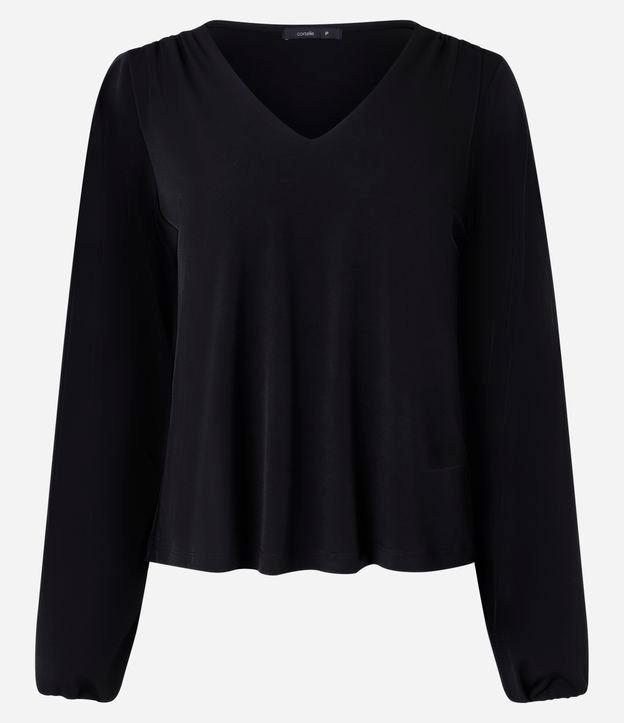 Blusa em Microfibra com Gola V e Caimento Leve - 1