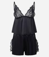 Pijama Short Doll Alcinha em Laise com Decote V e Detalhes Rendados - 2