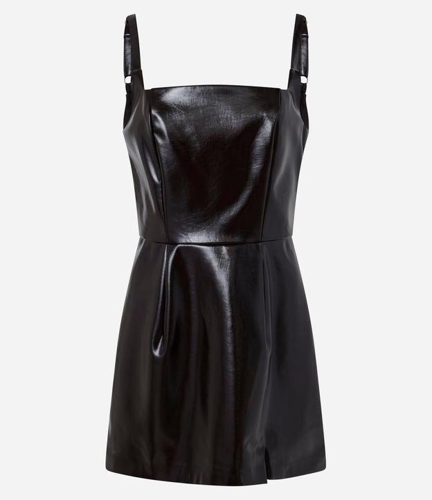 Vestido Curto em Pu com Efeito Vinílico - 1
