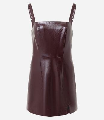 Vestido Curto em Pu com Efeito Vinílico