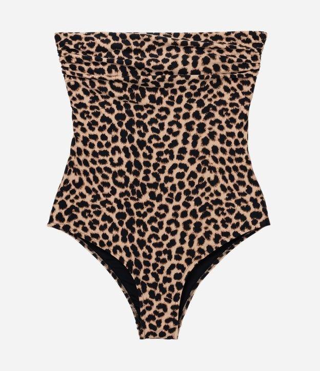 Maiô sem Alças em Microfibra Estampado de Animal Print Onça - 1
