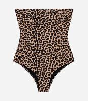 Maiô sem Alças em Microfibra Estampado de Animal Print Onça - 1