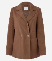 Blazer Alongado em Alfaiataria com Listras Risca de Giz e Botões - 1