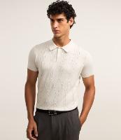Camiseta Polo em Tricô com Textura Geométrica - 2