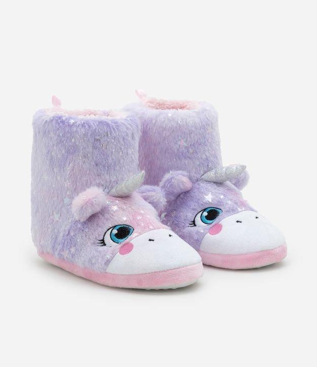 Pantufa Bota Infantil em Fleece com Bordado Unicórnio - Tam 19 a 28 - 1