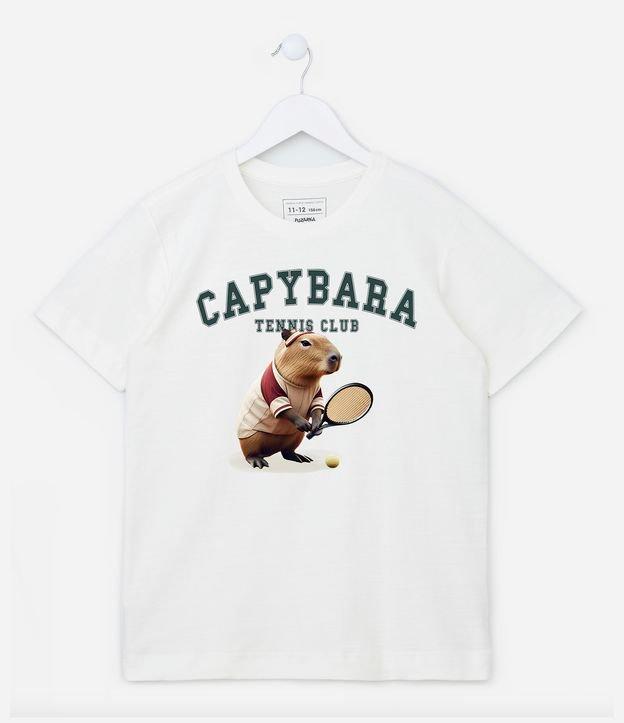 Camiseta Infantil com Estampa de Capivara Tenista - Tam 5 a 14 Anos - 1